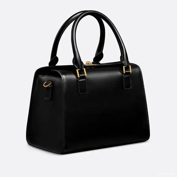 Cheap Dior Bag Calfskin Box Boston Black Dior Bag Medium 0507
